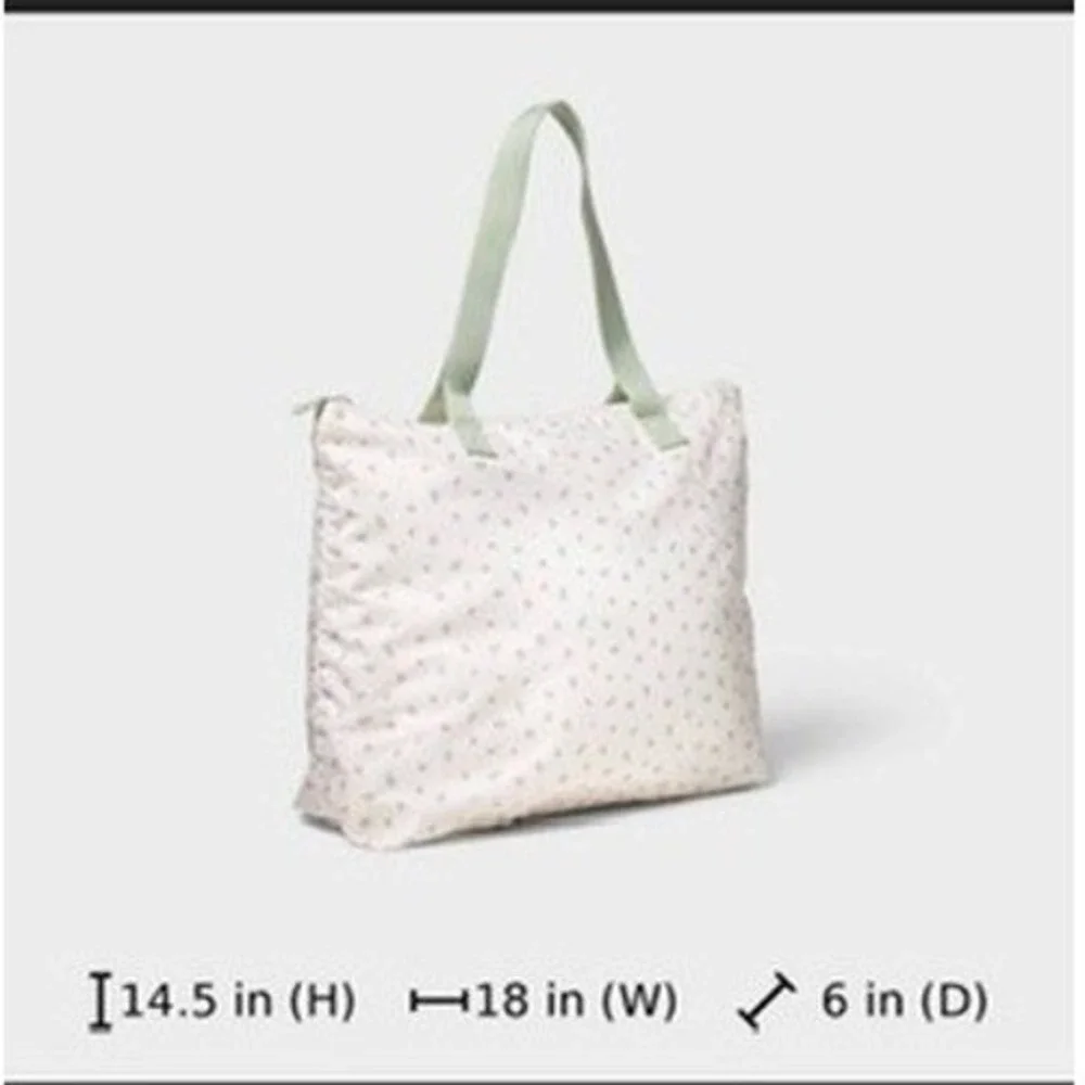 Cat & Jack Tote Bag Kids 14.5in Floral Print White Green All Season NWT